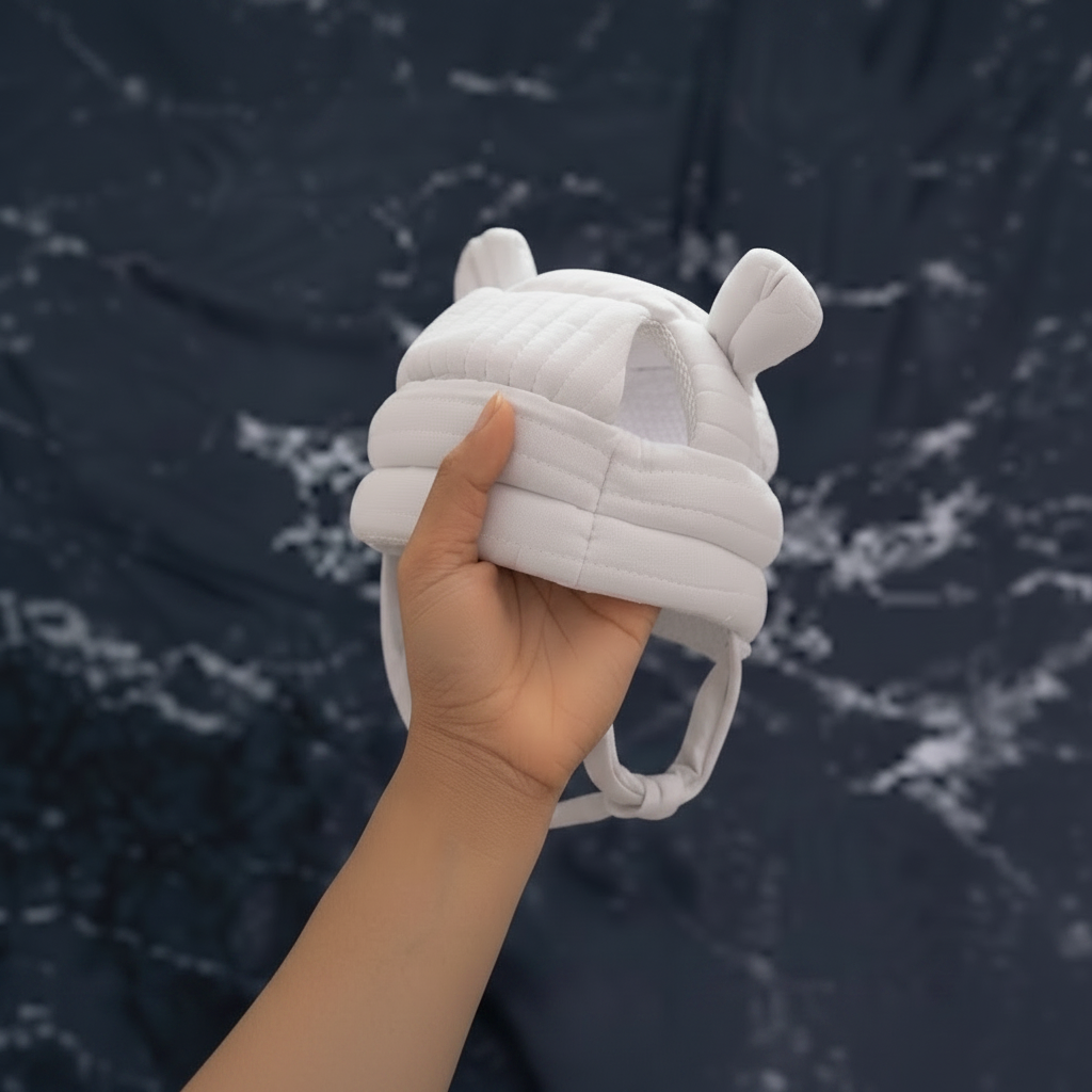 Safety helmet held up